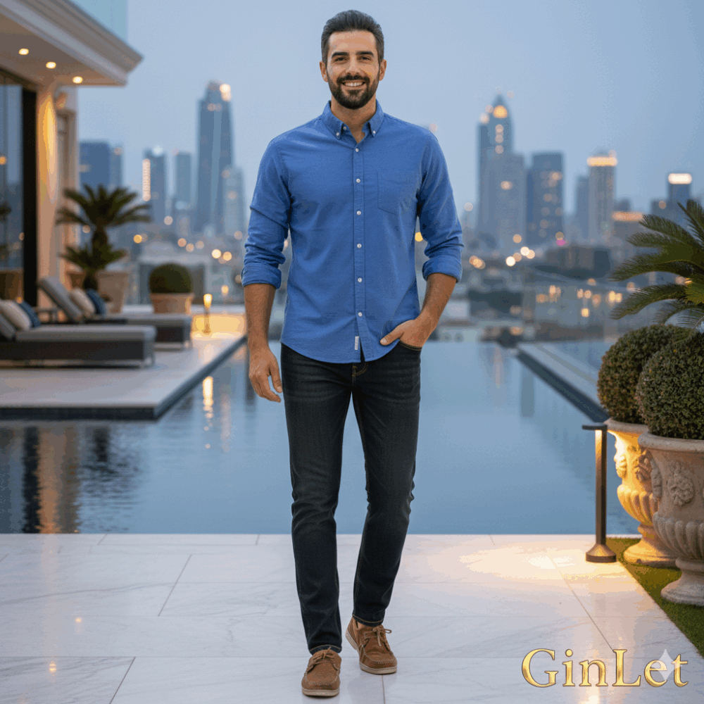 Camisa Texturizada "Azul Rey Vibrante"